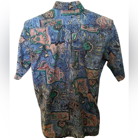 GO BAREFOOT Reverse Print Blue Hawaii Aloha Hawaiian Shirt Men L Large - Picture 3 of 6